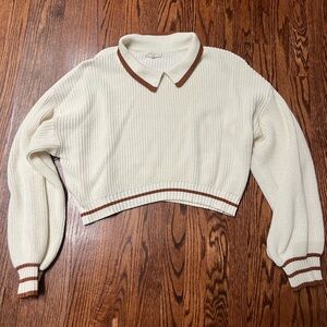 Promesa Cream Sweater with Brown Accents